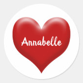 Classy Red Heart Ronde Sticker (Voorkant)
