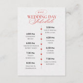 Classy Red Hearts Wedding Day Schedule Timeline Informatiekaartje (Voorkant)