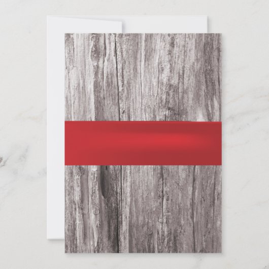 Classy Red Hibiscus Wood Achtergrond Birthday Part Kaart (Achterkant)