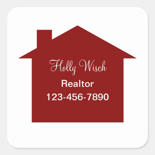 Classy Red House Symbol Realtor Sticker Labels (Voorkant)