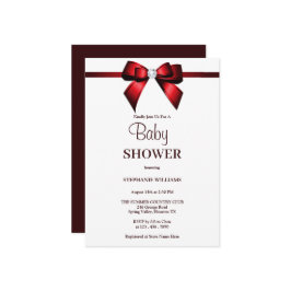 Classy Red Jewel Bow Baby shower Kaart