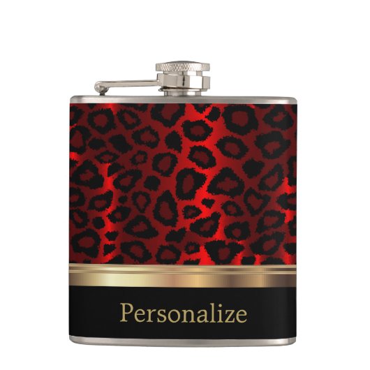 Classy Red Leopard Animal Print Heupfles (Voorkant)