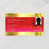 Classy Red Marble Shiny Gold Border Logo en foto Visitekaartje (Achterkant)