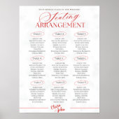 Classy Red Minimalist Wedding Seating Chart Poster (Voorkant)