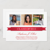 Classy red ribbon 3, uitnodiging voor afstuderen (Voorkant / Achterkant)