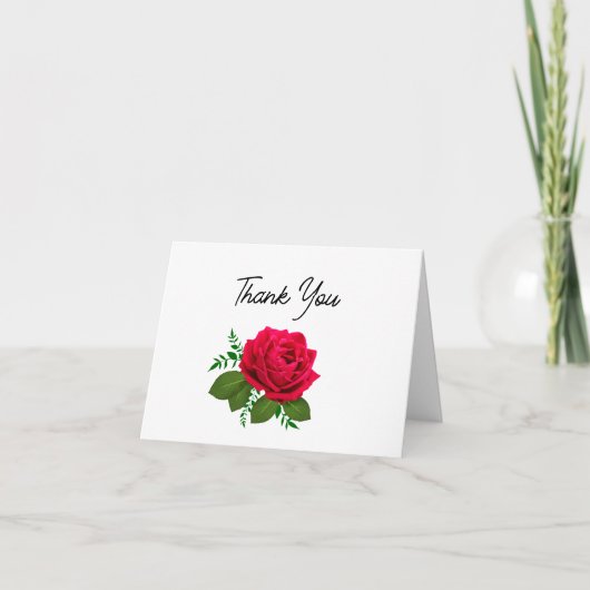 Classy Red Rose Floral Hartelijk dank Bedankkaart (Voorkant)