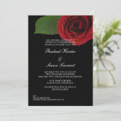 Classy Red Rose Wedding Invitiment - Black Kaart (Staand voorkant)