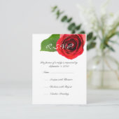 Classy Red Rose Wedding RSVP Kaartje (Staand voorkant)