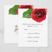 Classy Red Rose Wedding RSVP Kaartje (Voorkant / Achterkant)