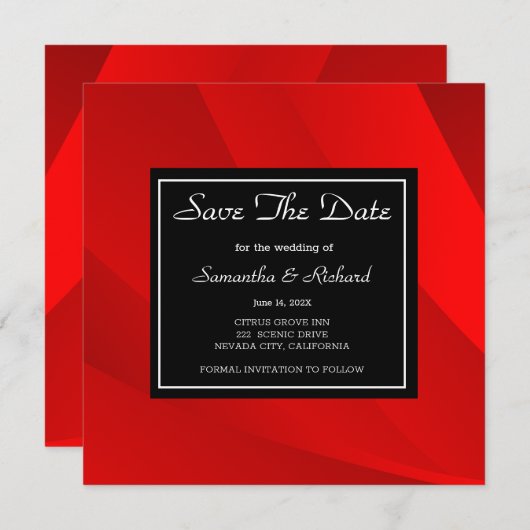 Classy Red slaat de datum op Save The Date (Voorkant / Achterkant)