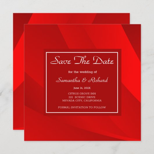 Classy Red slaat de datum op Save The Date (Voorkant / Achterkant)