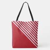 Classy Red & White Diagonal Stripes Modern Tote Bag (Achterkant)