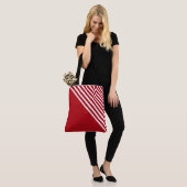 Classy Red & White Diagonal Stripes Modern Tote Bag (Op model)