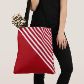 Classy Red & White Diagonal Stripes Modern Tote Bag (Dichtbij)