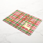 Classy rendier op donkergroen roze rood geplakt go folie feestdagenkaart (Gedraaid)