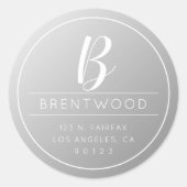 Classy retouradres en monogram | Gradiënt grijs Ronde Sticker (Voorkant)