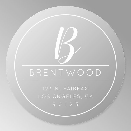 Classy retouradres en monogram | Gradiënt grijs Ronde Sticker