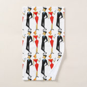 Classy Retro 50s Paar Cocktail Party Rood Zwart Bad Handdoek (Handdoek)