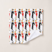 Classy Retro 50s Paar Cocktail Party Rood Zwart Bad Handdoek (Wasdoekje)
