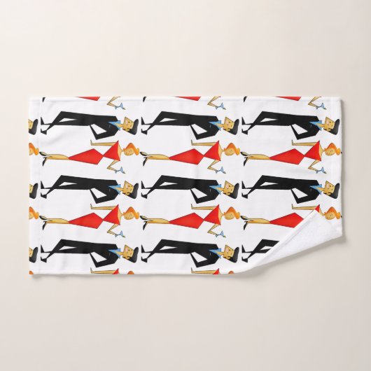 Classy Retro 50s Paar Cocktail Party Rood Zwart Bad Handdoek (Handdoek)