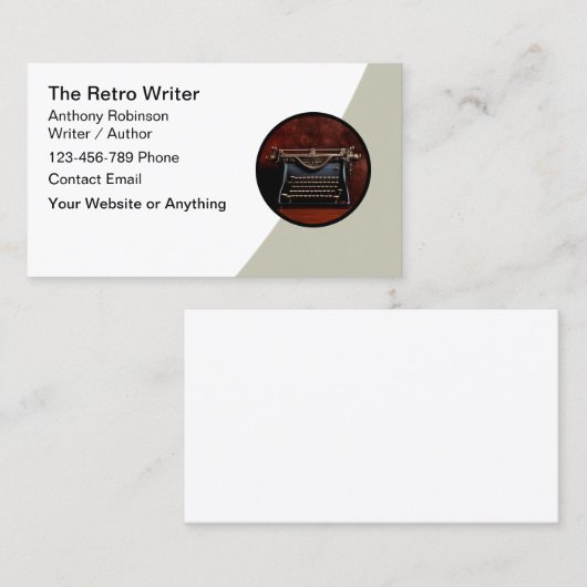 Classy Retro Boek Auteur Schrijver Visitekaartje (Voorkant / Achterkant)
