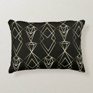Classy Retro Design in zwart en goud Accent Kussen