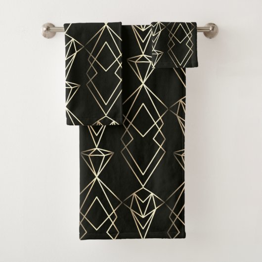 Classy Retro Design in zwart en goud Bad Handdoek (Insitu)
