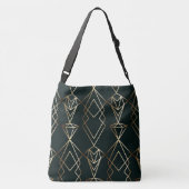 Classy Retro Design in zwart en goud Crossbody Tas (Achterkant)