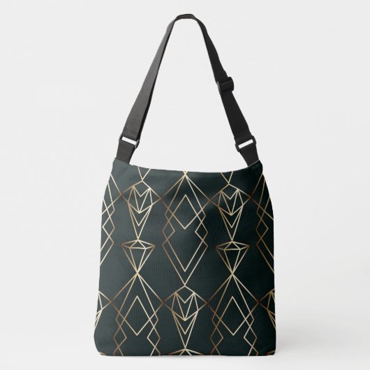 Classy Retro Design in zwart en goud Crossbody Tas (Voorkant)