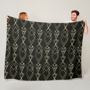 Classy Retro Design in zwart en goud Fleece Deken