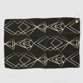 Classy Retro Design in zwart en goud Golfhanddoek (Horizontaal)