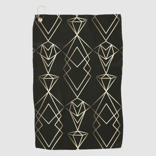 Classy Retro Design in zwart en goud Golfhanddoek (Voorkant)