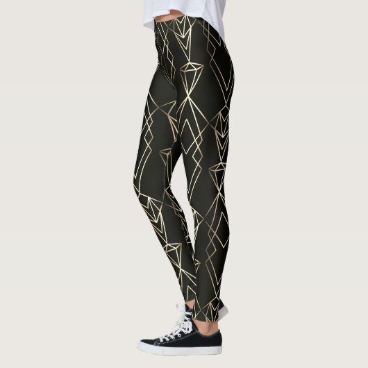 Classy Retro Design in zwart en goud Leggings (Links)