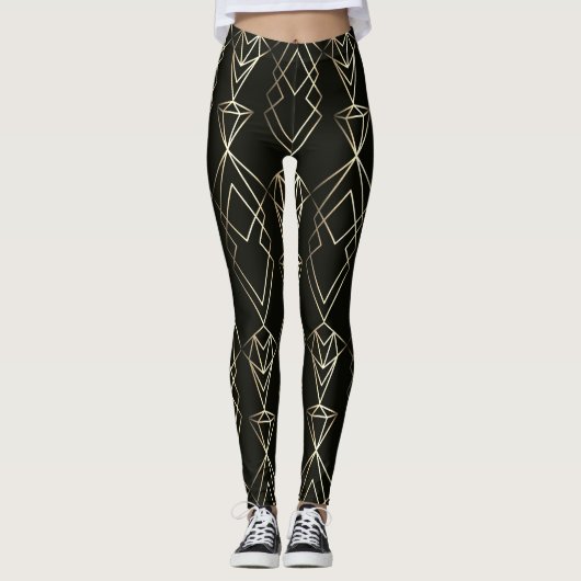Classy Retro Design in zwart en goud Leggings (Voorkant)