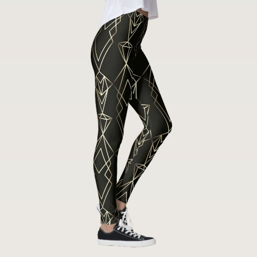 Classy Retro Design in zwart en goud Leggings (Rechts)