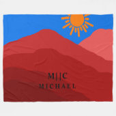 Classy retro eenvoudig modern monogram gepersonali fleece deken (Voorkant (Horizontaal))