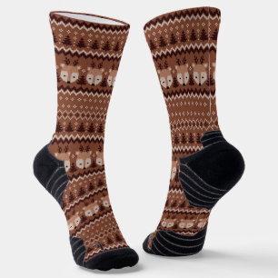 Classy retro kerst bruin patroon voor hem sokken