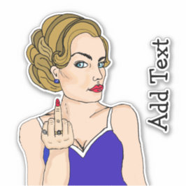 Classy Retro Lady Flipping the Bird Sticker