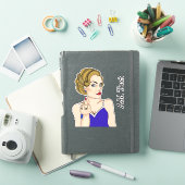 Classy Retro Lady Flipping the Bird Sticker (iPad Cover)