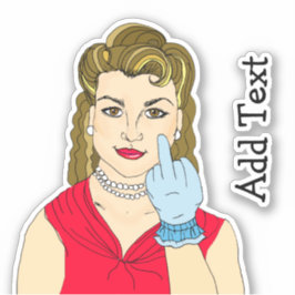 Classy Retro Lady Flipping the Bird Sticker