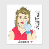 Classy Retro Lady Flipping the Bird Sticker (Vel)
