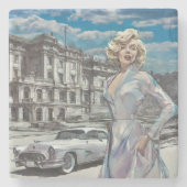 CLASSY  RETRO PIN-UP-ILLUSTRATIE STENEN ONDERZETTER (Voorkant)