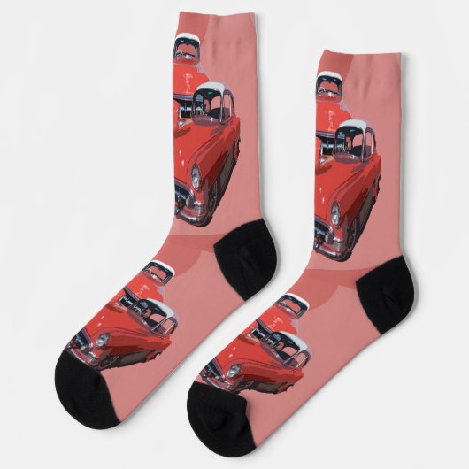 Classy Retro Red White,  klassieke auto's, Sokken (Links)