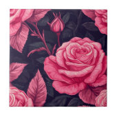 Classy Retro Roos Keramische Tegels voor Badkamerw Tegeltje (Voorkant)