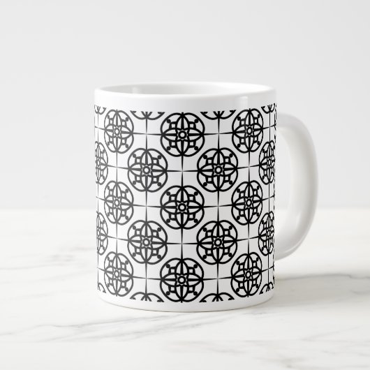 Classy Retro Vibe geometrisch patroon Grote Koffiekop (Voorkant rechts)