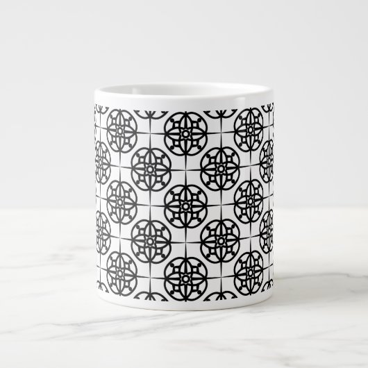 Classy Retro Vibe geometrisch patroon Grote Koffiekop (Voorkant)