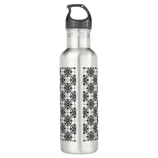 Classy Retro Vibe geometrisch patroon Waterfles (Achterkant)