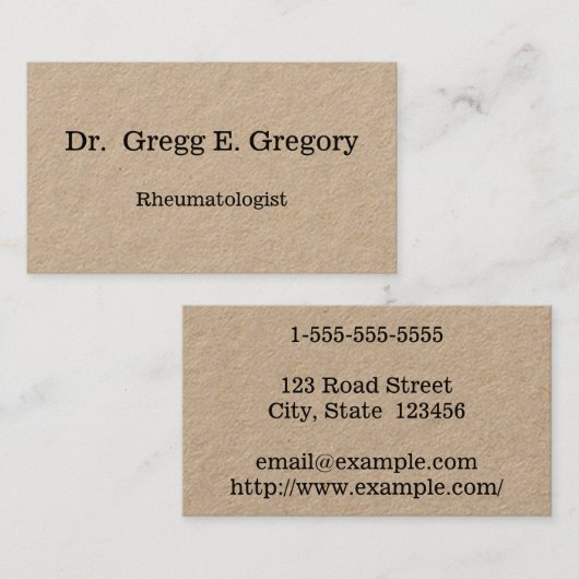 Classy Rheumatologist Visitekaartje (Voorkant / Achterkant)