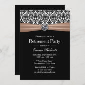Classy Ribbon & Damask Diamond Retirement Party Kaart (Voorkant / Achterkant)