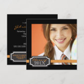 Classy Ribbon Square Photo Afstuderen Invitation Kaart (Voorkant / Achterkant)